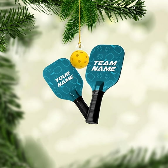 Custom Pickleball Ornament 2025 Pickle Baller Sport Gifts Ornament Pickleball Paddles Ornament 2025 Pickleball Player Gifts Christmas Tree Pickleball Christmas Ornaments 2025 (OPB5) - 3295 (Cyan)