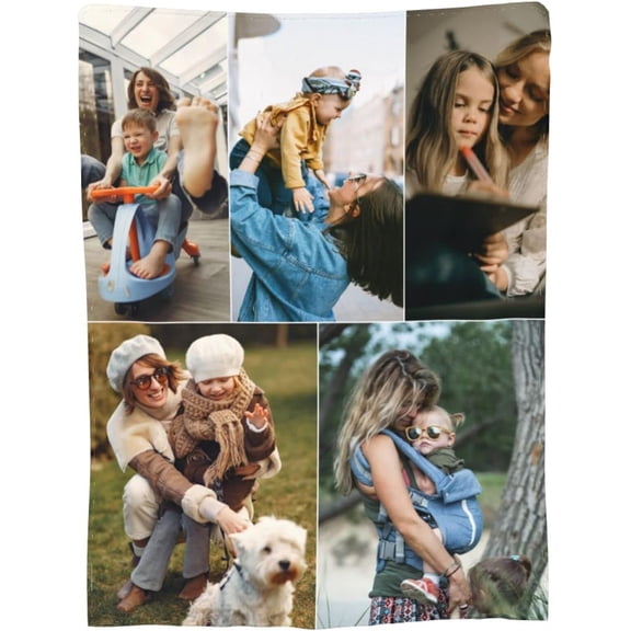 Custom Picture Blankets for Couples Girlfriends Personalised Blanket with 9 Photos Text Customised Throw Blanket Gifts for Adults Kids Birthday Christmas New Year Mothers Fathers Valentines Day