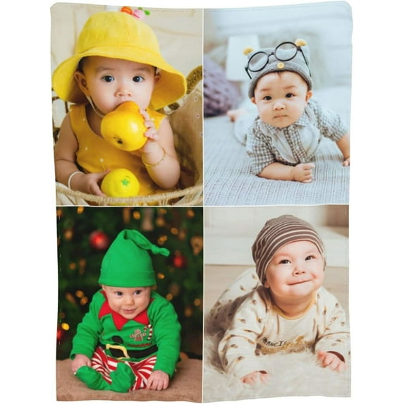 Custom Picture Blankets for Couples Girlfriends Personalised Blanket with 9 Photos Text Customised Throw Blanket Gifts for Adults Kids Birthday Christmas New Year Mothers Fathers Valentines Day