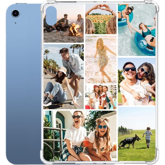 Custom Picture Case for iPad (A16) 11th Generation 2025 11-inch Personalized Collage Photo Text Name Tablet Cover Lightweight Soft TPU Anti-Scratch Shockproof Impact Resistant Transparent Clear