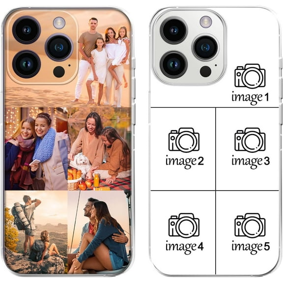 Custom Pictures Phone Case for iPhone 16 Plus(6.7"inch),  Customized Photo TPU Soft Transparent plastic Cover for Family Valentine Birthday Xmas Friends (5 Photo),Gift