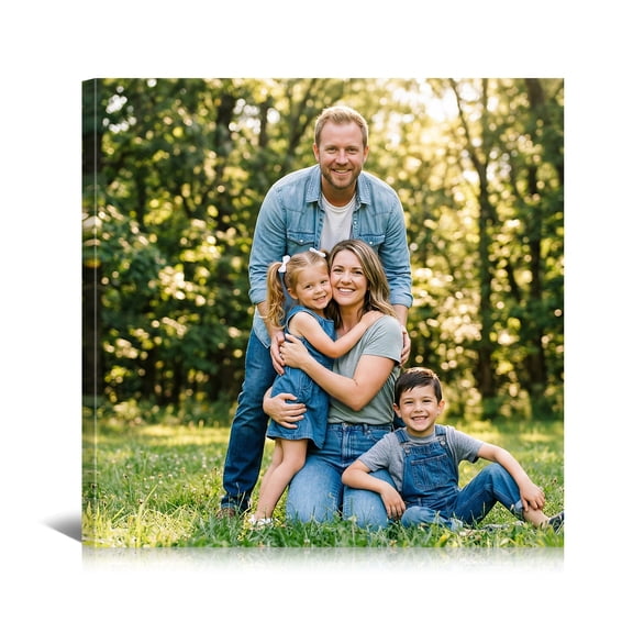 Custom Pictures on Canvas Prints with Your Photos, Personalized Wall Art Decor Gifts for Family Mom Dad Couples Baby Pets Home Office, 28x28inch
