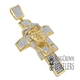 thumbnail image 1 of Custom Piece Real Yellow Gold Sterling Silver Jesus Face Cross Charm Simulated Diamond Pendent Big 3.5'', 1 of 3