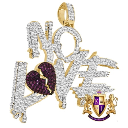 Custom Piece Shattered Broken Heart No Love Charm 14k Yellow Gold Finish Simulated Diamond Pendent