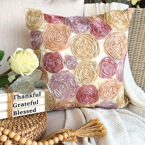 Custom Pillow Case, Pillow Cover 24x24 Ivory, Luxury Ivory Pillow Shams, Tissue Flowers Floral Theme Pillow Shams, 24x24 inch (60x60 cm) Pillow Sham, Square Satin - Vintage Dreams