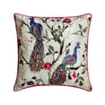 thumbnail image 1 of Custom Pillow Case, Pink & Purple 14"x14" (35x35 cm) Sqaure Throw Pillows, Cotton Peacock Beaded & Pom Pom Lace Throw Pillows For Couch, Nature & Floral Pattern Contemporary Style - Tavas, 1 of 5