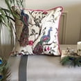 thumbnail image 1 of Custom Pillow Case, Pink & Purple 14"x14" (35x35 cm) Sqaure Throw Pillows, Cotton Peacock Beaded & Pom Pom Lace Throw Pillows For Couch, Nature & Floral Pattern Contemporary Style - Tavas, 1 of 12