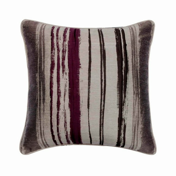 Custom Pillow Case, Purple 14"x14" (35x35 cm) Cushion Cover, Jacquard Silk Abstract Throw Pillow Cover&nbsp;For Sofa, Striped Pattern Contemporary Style - Berry Martini
