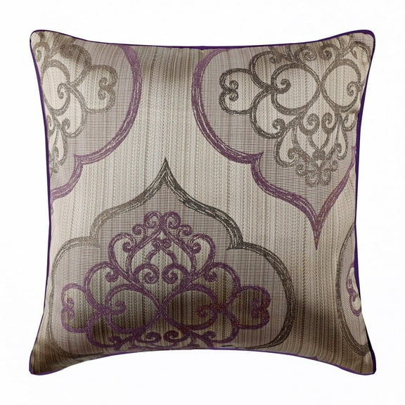 Custom Pillow Case, Purple Throw Pillows Cover, Damask Pillowcases, Throw Pillow Covers 14x14 inch (35x35 cm), Square Silk Pillowcase, Floral Contemporary - Damask Purple Galore