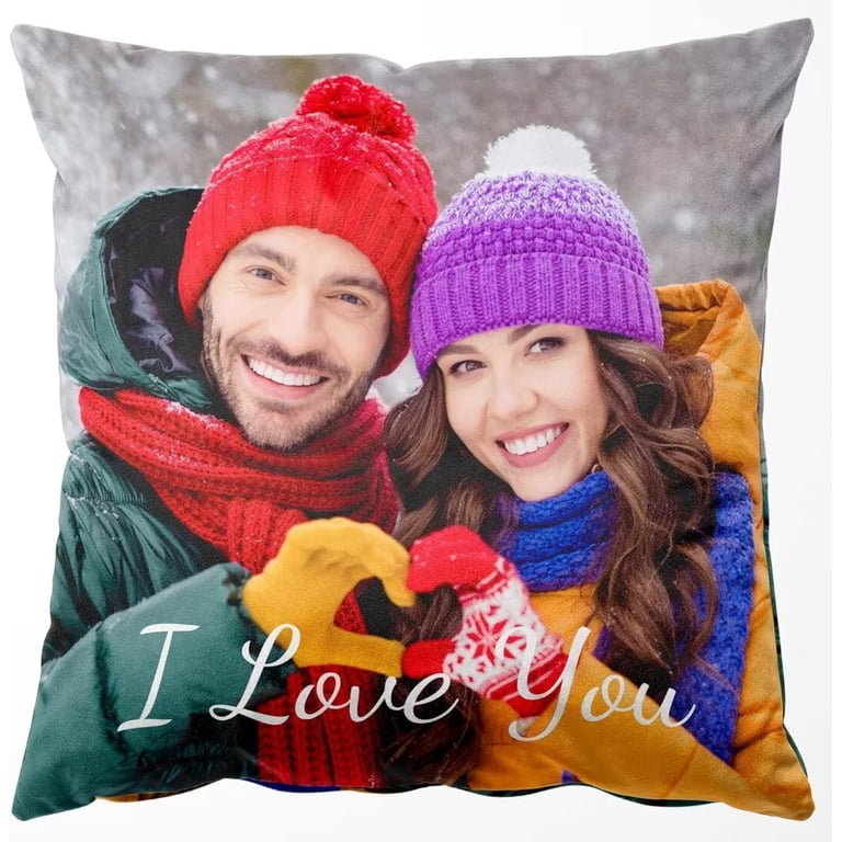 Personalized Photo Pillow Case Cover - Custom Print With Your Picture & Text, 24x24 Inch, Plush Fabric, Great Gift For Father's Day, Mother's Day, Birthday
