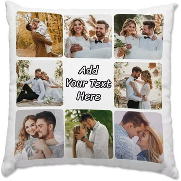 Custom Pillows with Picture Personalized Photo Pictures Collage Pillow Cover 16x16 18x18 20x20 Print Covers Customized Photos for Family Couple Pet Christmas Birthday Case Gifts