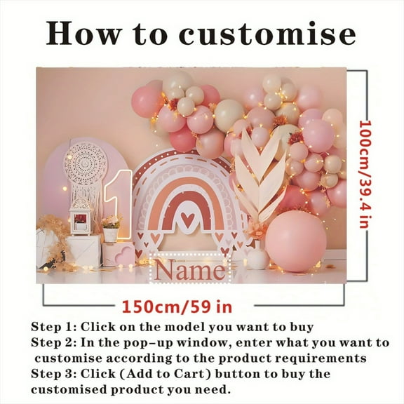 Custom Pink Name Party Decorations Banner Pink Sign Backdrop Photo Booth Props Background Party Favors