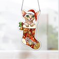 thumbnail image 1 of Custom Pink Sphynx Cat Christmas Stocking Santa Hat Acrylic Suncatcher Window Hanging Pet First Christmas Gift Dog Mom Holiday Keepsake, 1 of 5