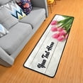thumbnail image 1 of Custom Pink Tulips Kitchen Rug Personalized Your Text on Runner Rug Doormat Bath Mat Area Rug Non-Slip Carpet for Kitchen Living Bedroom 72 x 24 Inch, 1 of 6