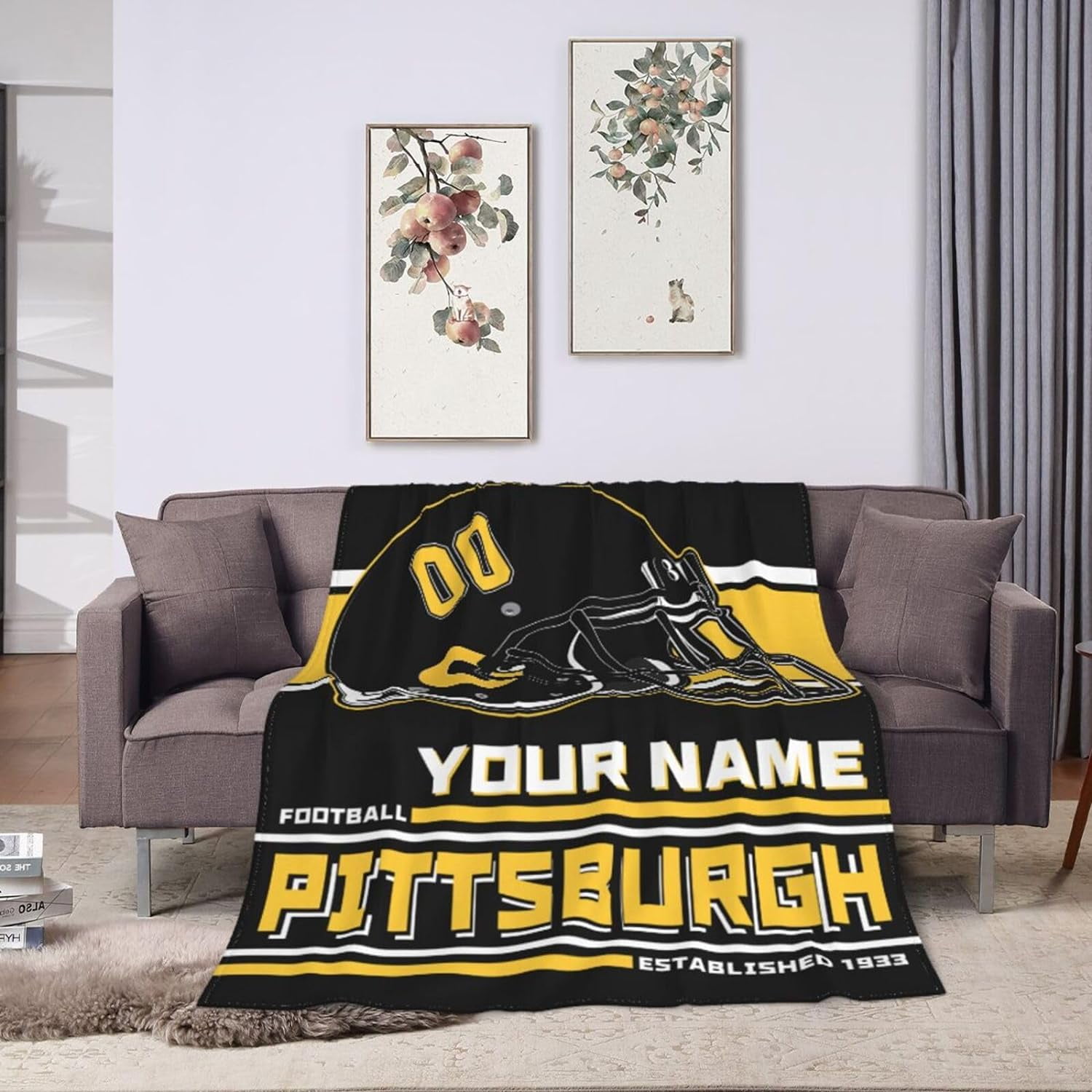 Custom Pittsburgh Blanket Personalized Throw Blankets Name Number Gifts