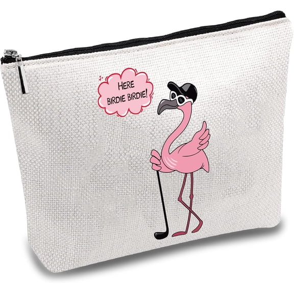 Custom Polycotton Printed Canvas Storage Bags Rectangle Metal Zipper Pouches Flamingo Shape 18x25cm