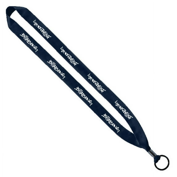 Custom Polyester Office Neck Adjustable Lanyard with Metal Crimp & Split Ring Attachment, Set of 100, Personalized Bulk Pack, Professional Strap ID Badges, Keys, and access Cards -3/4" - Navy