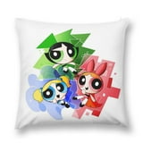 Custom Powerpuff Girls Plush Pillow Case, Kawaii Square Cushion Case 