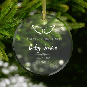 Custom Pregnancy Loss Glass Memorial Ornament with Custom Name and Date, Sympathy Keepsake and Remembrance Gift for Parents, Grandparents, Family, Christmas Tree Decor or Meaningful Memory Displays