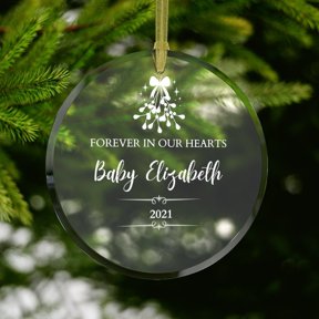 Custom Pregnancy Loss Glass Memorial Ornament with Personalized Name and Date, Remembrance Keepsake, Sympathy Gift and Holiday Tree Decoration for Family