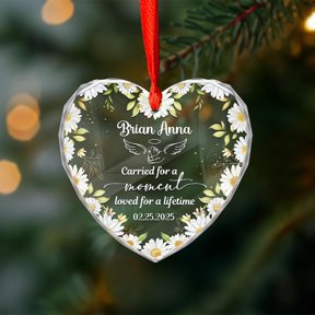 Custom Pregnancy Memorial Glass Christmas Ornament with Custom Name & Date, Sympathy Keepsake & Remembrance Gift for Parents & Grandparents, Family, Christmas Tree Decor or Meaningful Memory Displays