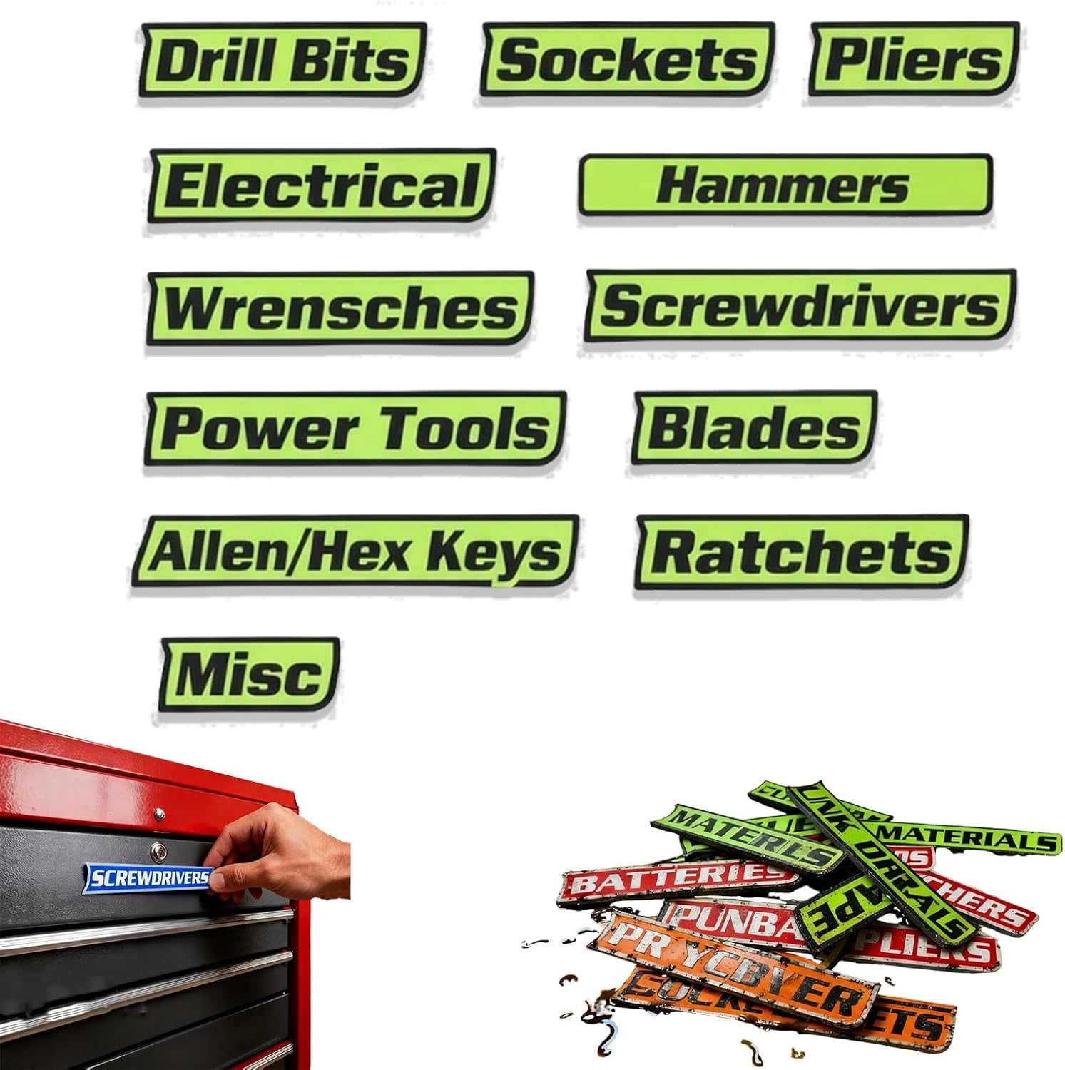 Custom Premium 12 Pack of Magnetic Toolbox Labels, 3D Printed ...