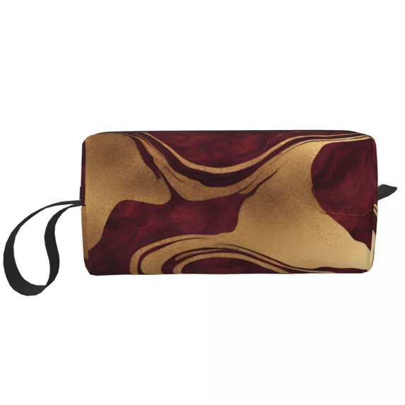 Custom Preppy Chic Modern Gold Burgundy Marble Travel Toiletry Bag for Women Cosmetic Makeup Organizer Beauty Storage Dopp Kit