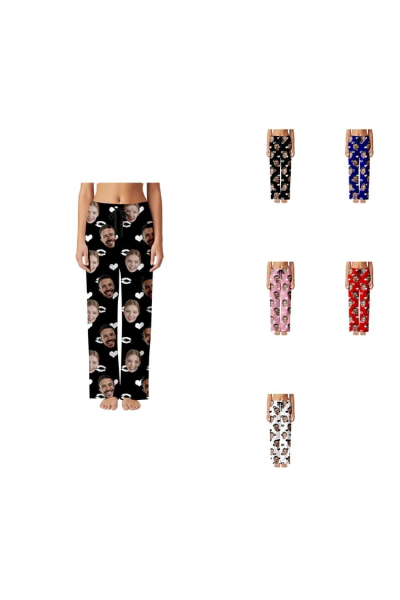 Custom Print Couples Matching Pajama Pants, Personalized Photo Sleepwear for Men & Women, Valentine's Day & Engagement Gift, Soft Casual Lounge Wear