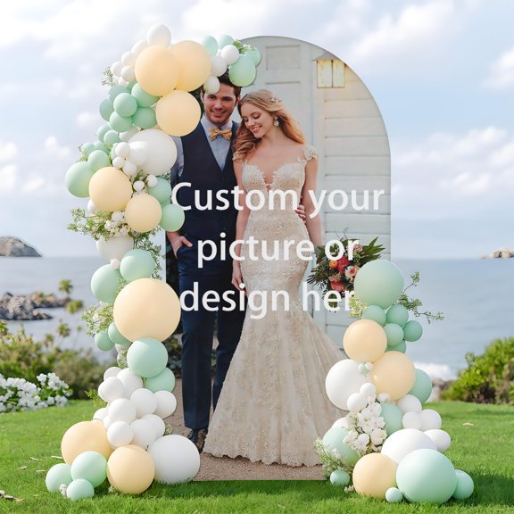 Custom Printed Milk Silk Stretch Arch Backdrop Cover, Personalized Photo Text Logo Arch Stand Cover for Birthday Wedding Party Decor, Multiple Sizes Available 3.9*1.6FT (Stand Not Included)