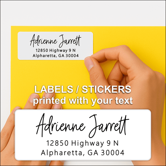 Custom Printed Return Address Labels - Personalized Stickers, 250 Adhesive Peel and Stick Labels, White