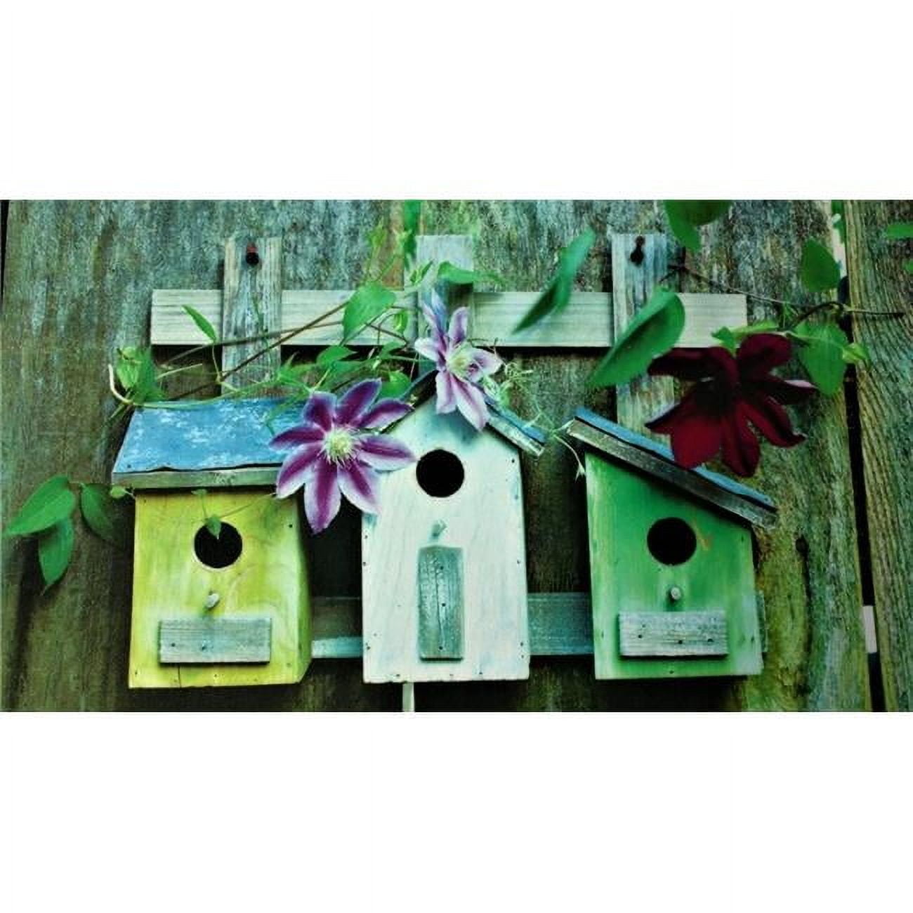 Custom Printed Bird Houses Non Slip Polyester Door Mat, 27 x 18 in.