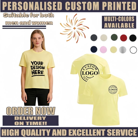 Custom Printed T Shirt Add Your Image Text Logo Personalized Casual Cotton Top