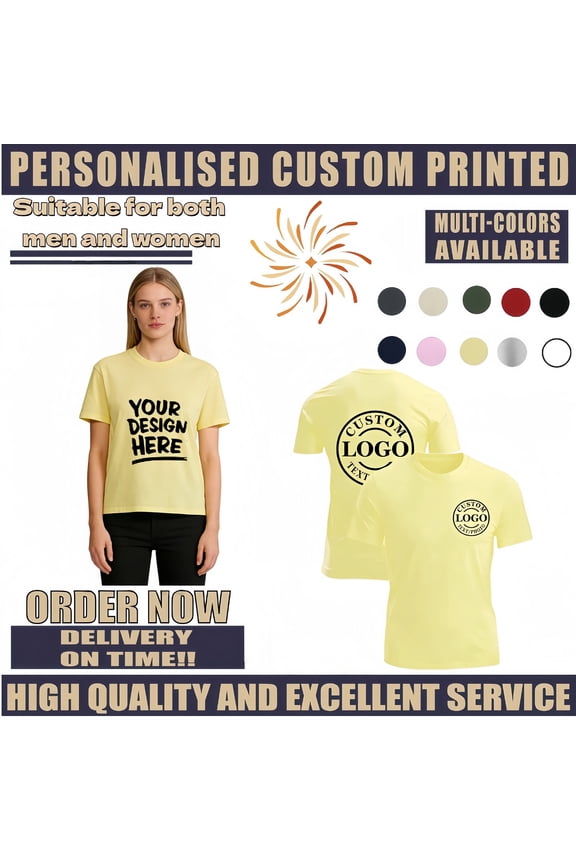 Custom Printed T Shirt Add Your Image Text Logo Personalized Casual Cotton Top