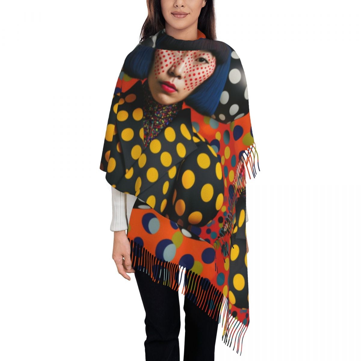 Custom Printed Yayoi Kusama Pumpkin Scarf Men Women Winter Warm Scarves