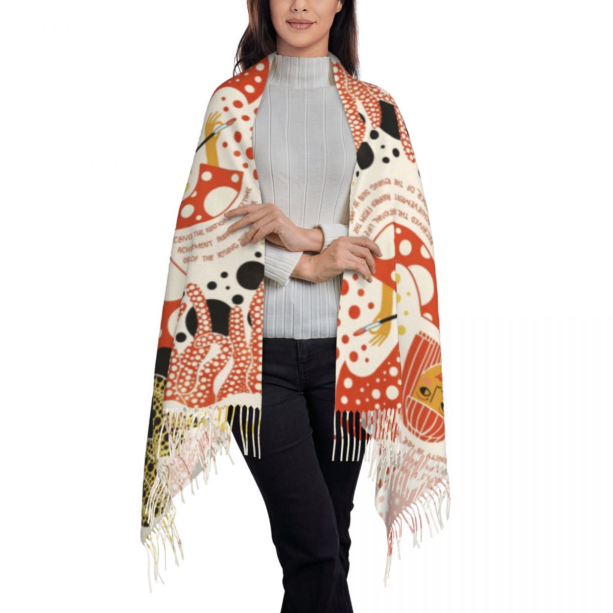 Custom Printed Yayoi Kusama Pumpkin Scarf Men Women Winter Warm Scarves