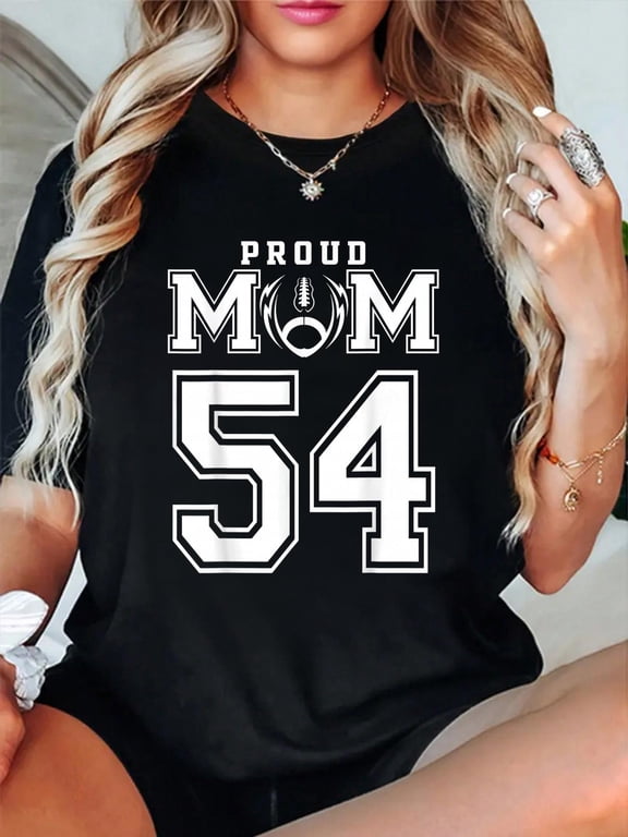 Custom Proud Football Mom Number 54 Personalized For Women T-Shirt