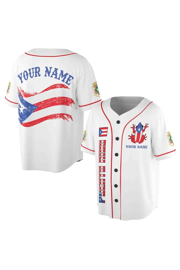 Custom Puerto Rico Baseball Jersey Shirt White Puerto Rico Baseball Jersey S-5XL