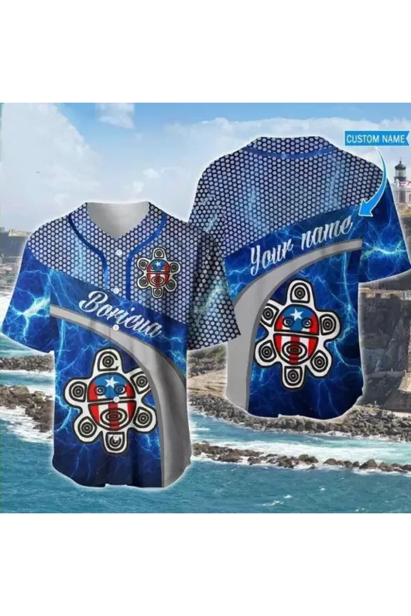 Custom Puerto Rico Boricua Blue Baseball Tee Jersey Shirts 3D Printed - Hot Sale 2026
