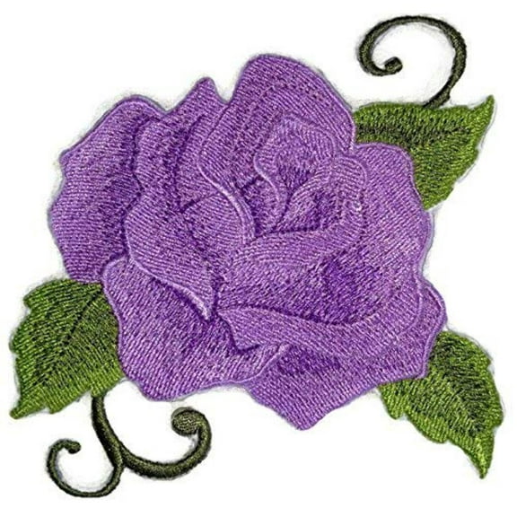 Custom Purple Single Rose Embroidered Iron on/Sew Patch [5" 4"]