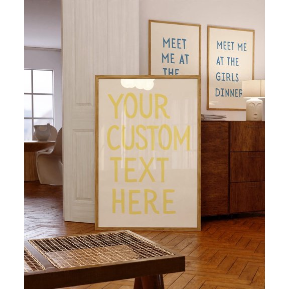 Custom Quote Yellow Vintage Text Typography Beach Coastal Wall Art Unframed Paper Print