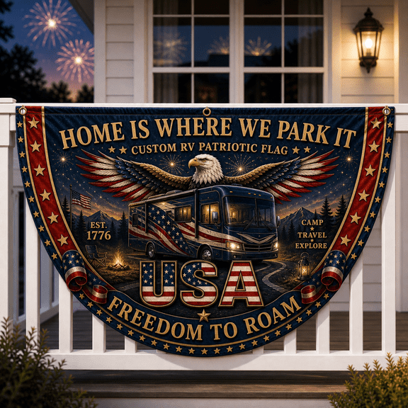Custom RV Patriotic Flag 250 for Campers, USA Camping Banner for Porch or Campsite