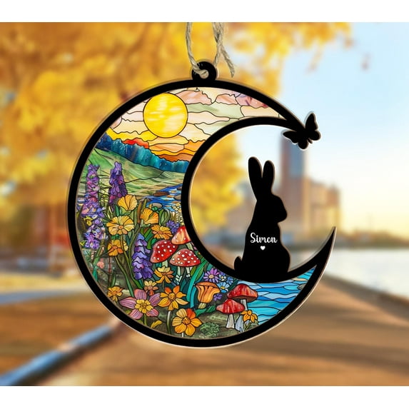 Custom Rabbit Memorial Suncatcher, Bunny Lover Gift, Pet Memorial Suncatcher, Pet Loss Sympathy Gift, Rabbit Lover Gift, Window Hanging 1883020275 1703