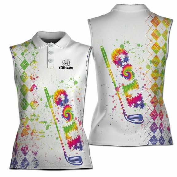 Custom Rainbow Color Golf Lover Women Sleeveless Polo XS-4XL