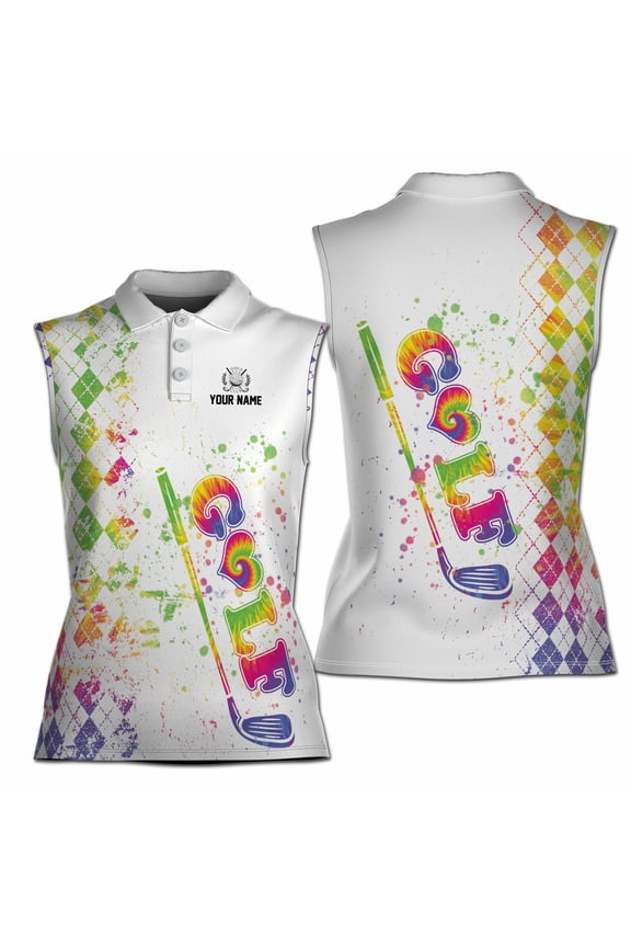 Custom Rainbow Color Golf Lover Women Sleeveless Polo XS-4XL