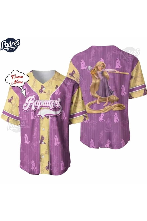 Custom Rapunzel Princess Disney Baseball Jersey Style