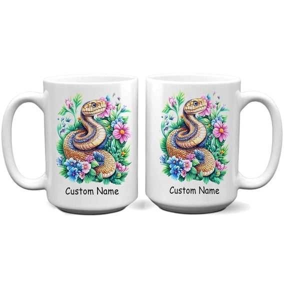 Custom Rattlesnake Coffee Mug – Unique Gift for Snake Lovers, Parents, Kids, Friends – Personalized Ceramic Cup 11oz – Perfect for Coffee, Tea & Reptile Fans