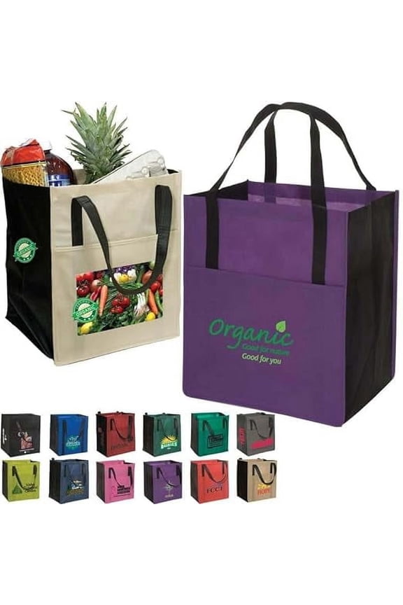 Custom Recyclable Two-Tone Non-Woven Totes, Set of 400, Personalized Bulk Pack, Stylish and Sustainable Grocery Bags Initials Birthday Gifts & Shopping Bags, Environmentally Friendly - Red