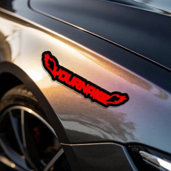 Custom Red Acrylic Wings Car Sticker, Wings Acrylic Decal, Durable Waterproof Self-Adhesive Vehicle Decor