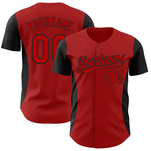 Custom Red Black 3D Pattern Design Side Stripes Authentic Baseball Jersey - Hot Sale 2026