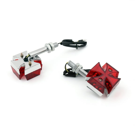 Custom Red Maltese Cross LED Turn Signal Lights For Harley Motorcycle